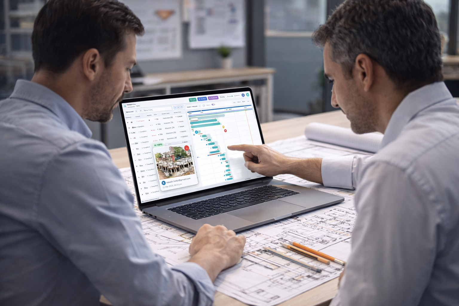 NEMO Plan — construction scheduling on laptop